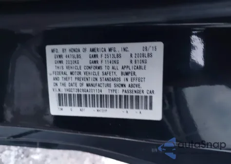 2016 Honda Accord Touring из США, поврежденный, VIN 1HGCT2B09GA001134